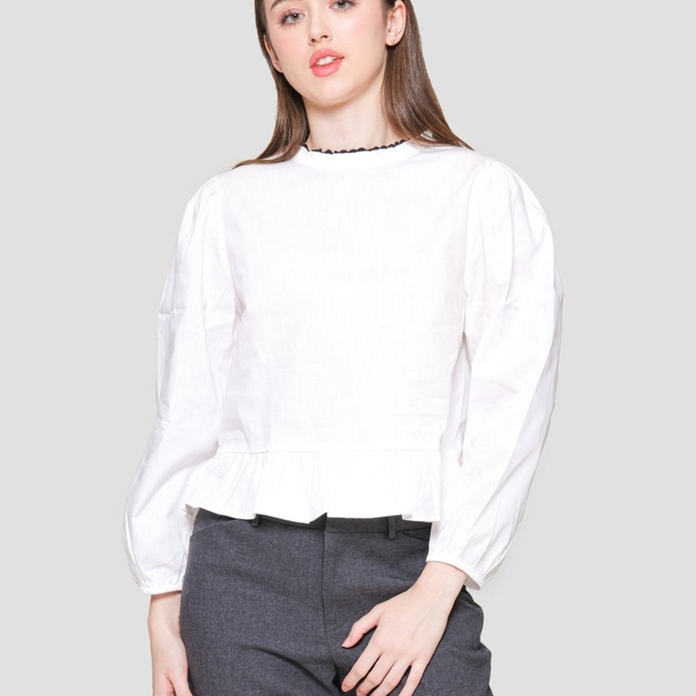 H&M White Puff Sleeve Blouse